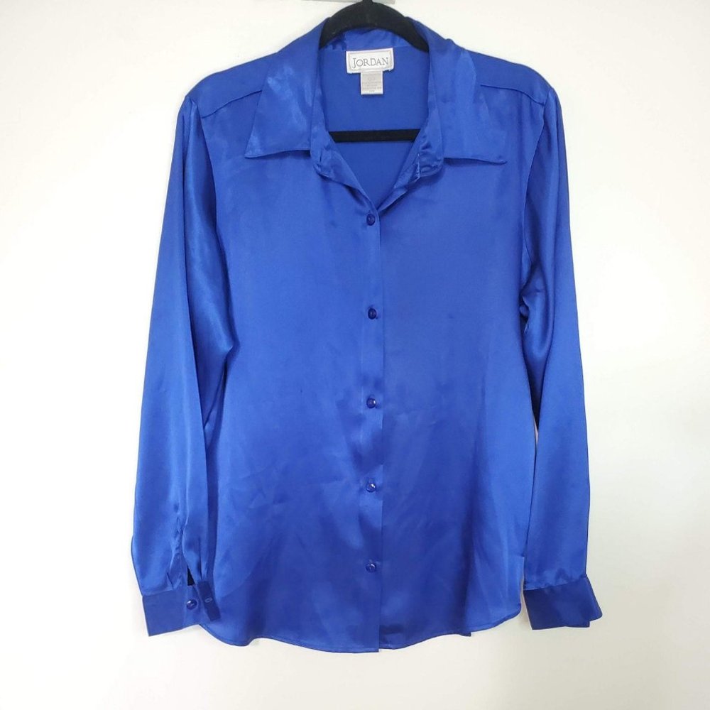 Polyester Blue Button Down Shirt
